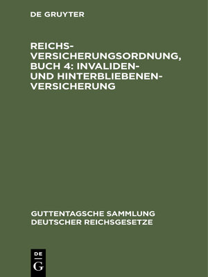 cover image of Reichsversicherungsordnung, Buch 4